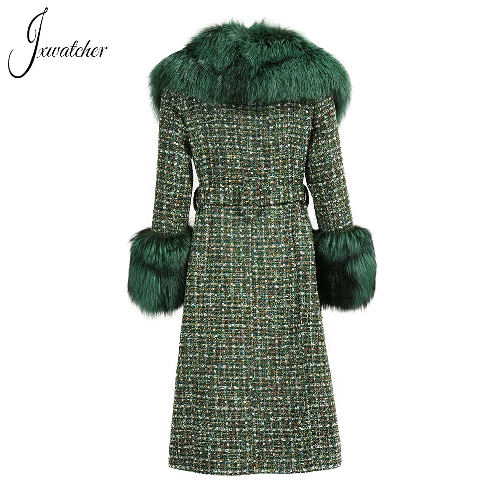 Jxwatcher Women's Wool Coats With Real Fox Fur