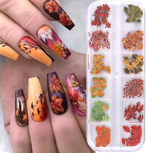 12 Grids Autumn Faux Maple Leaves