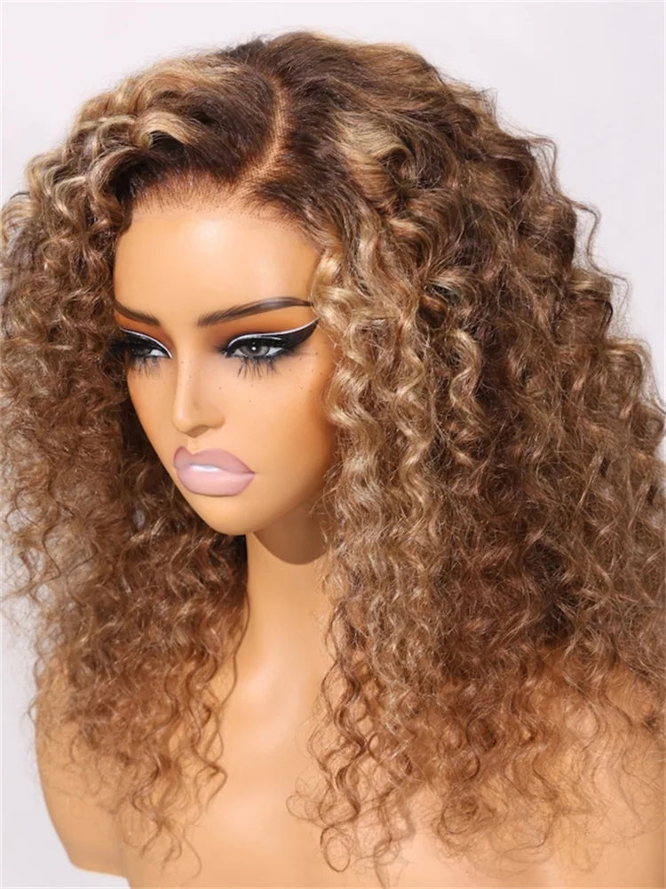 UNice Pre-Cut Pre-Bleached 7x5 Lace Closure Human Hair Wig- Brown Highlight