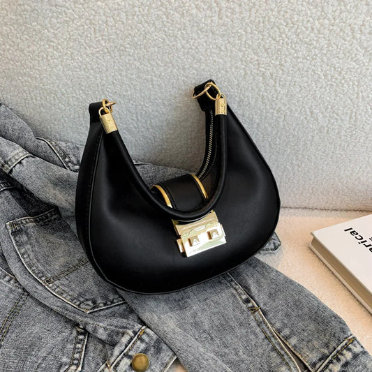 PU Solid Color Single Handbag