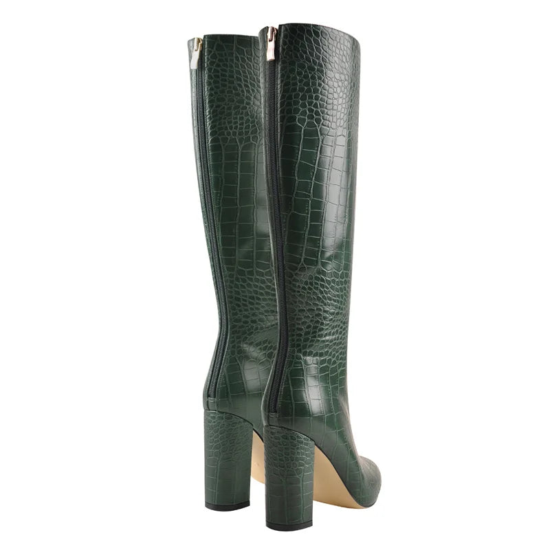 Onlymaker Women Green Knee High Boots