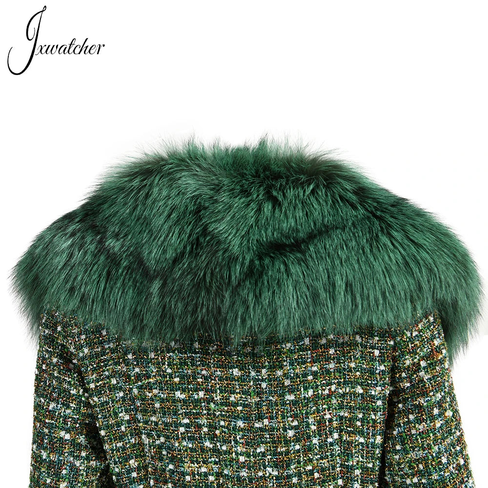 Jxwatcher Women's Wool Coats With Real Fox Fur