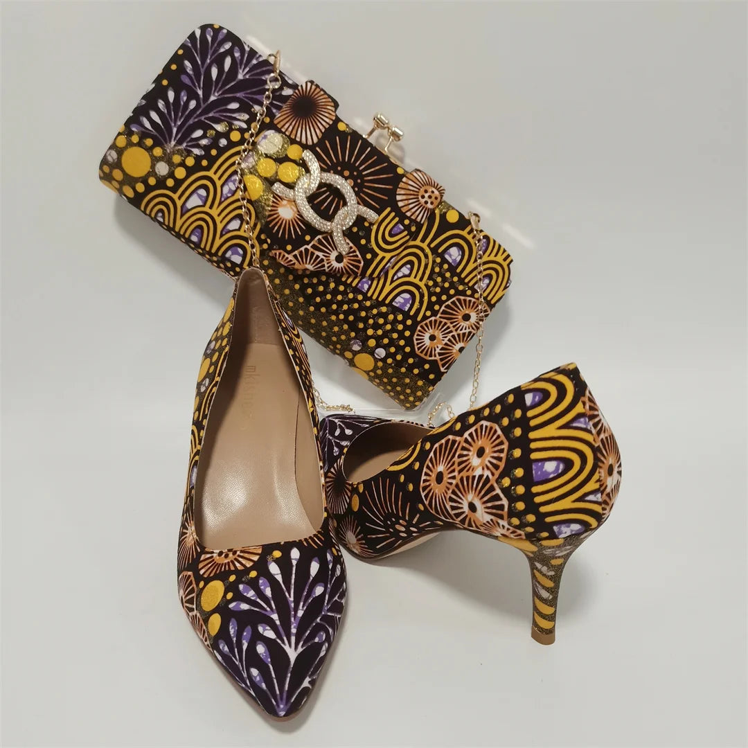 African Shoes and Handbag Set F1110-1