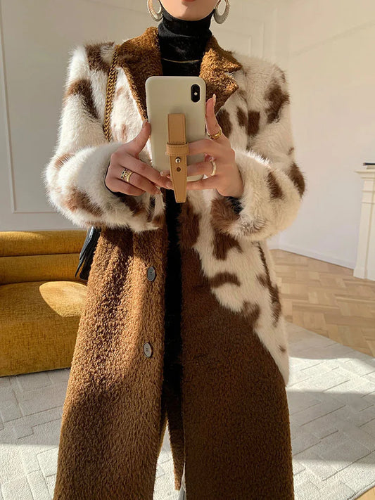 BZVW Design Inspired Patchwork Fur Coat