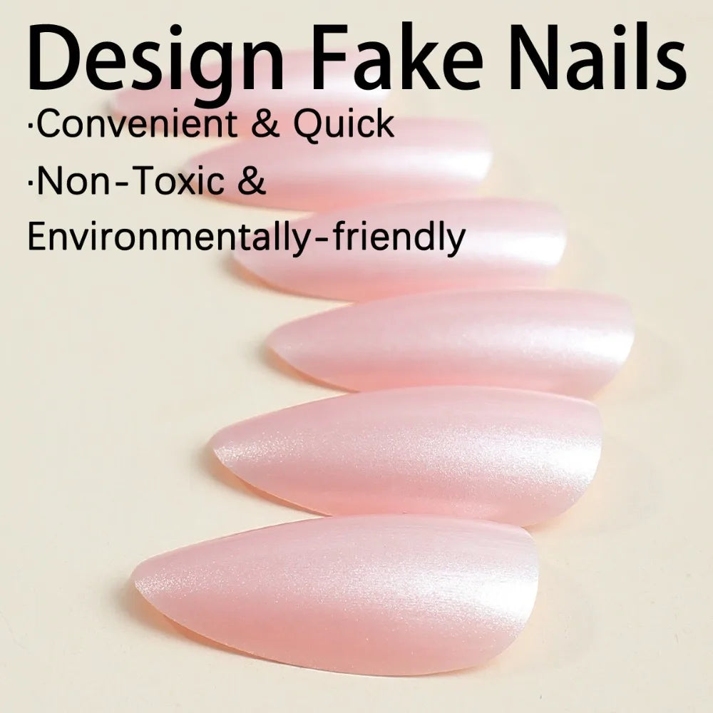 Pointed Head Almond Fake Nails - Full Cover Wearable Manicure