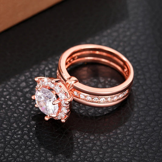 Huitan Special-interested Rose Gold Color Rings