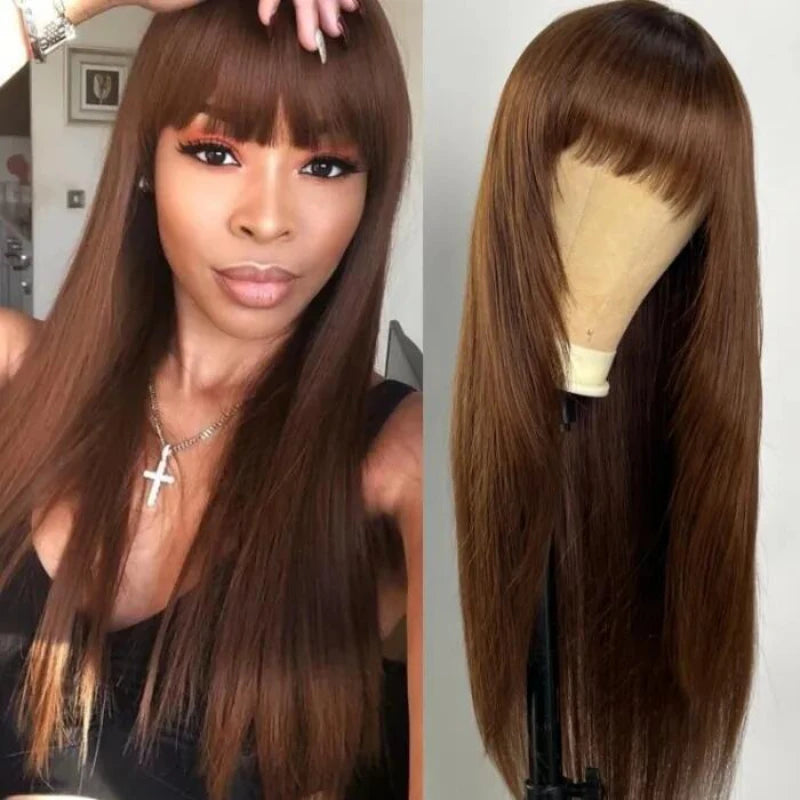 UNice Layer Cut Mocha Medium Brown Human Hair Wigs