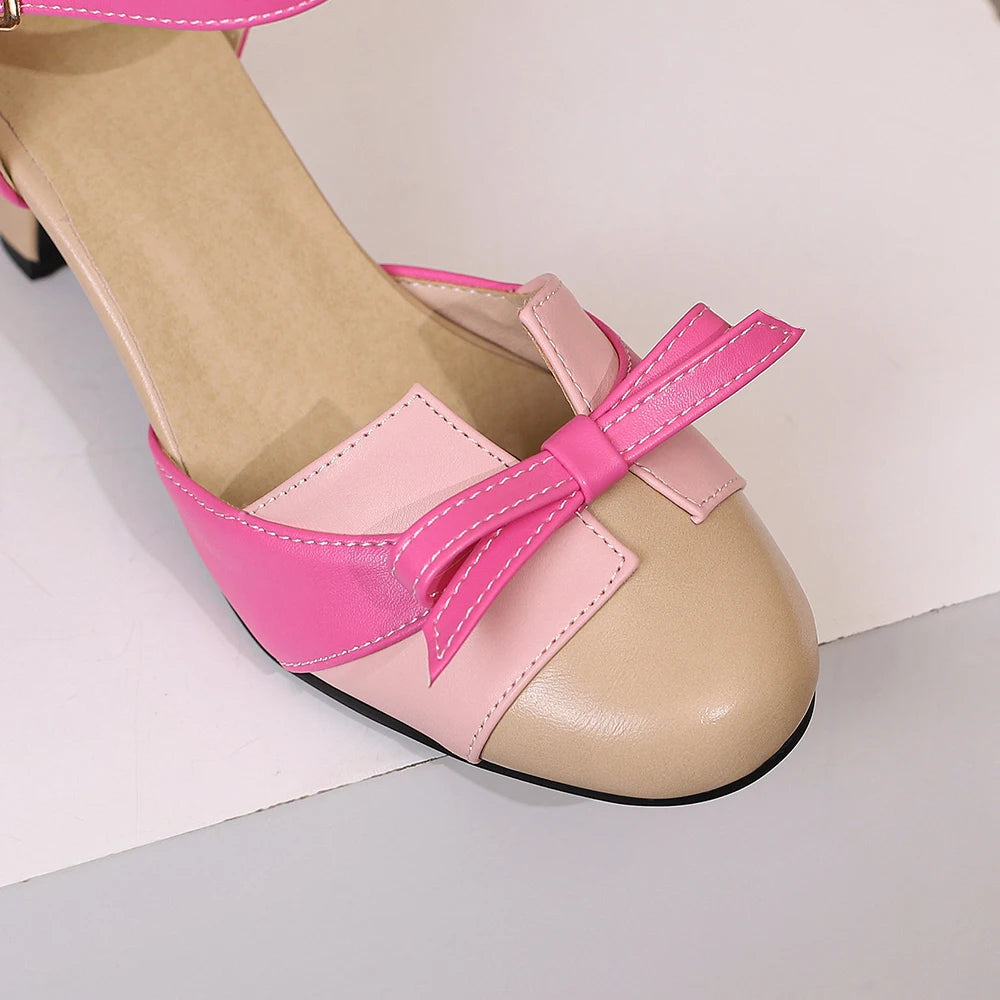 Fashion Pink Green Mary Jane Heels