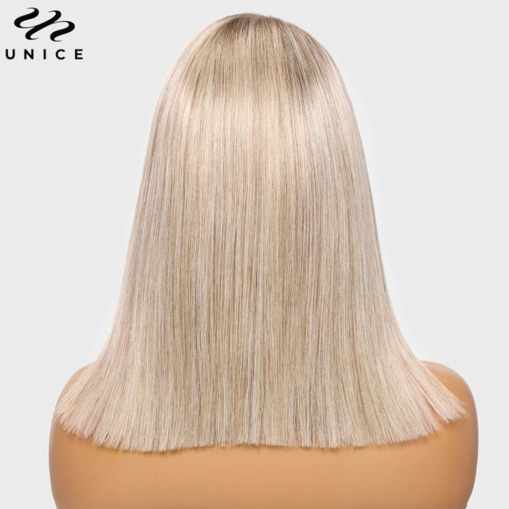 UNice Hair Pre Cut Pre Bleached Bob Wigs- Human Hair Blonde Wig