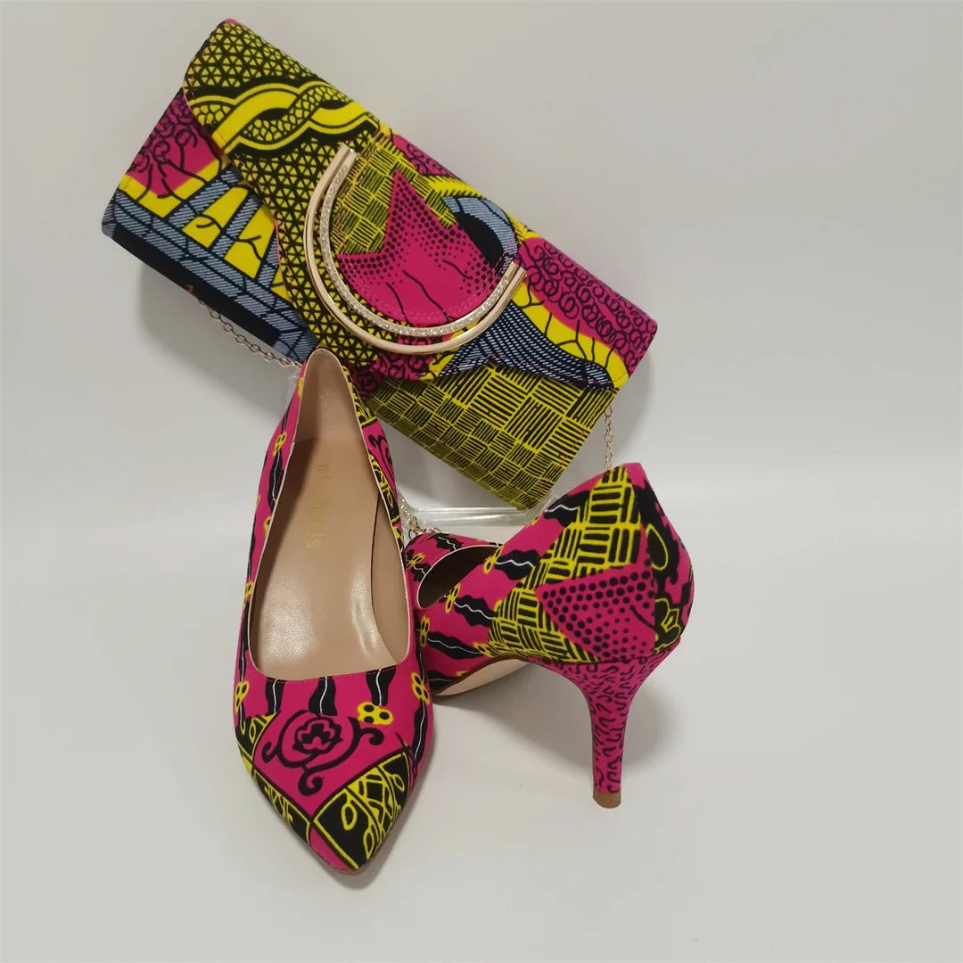 African Shoes and Handbag Set F1110-1