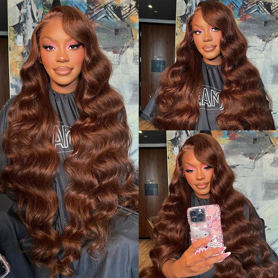 Rosabeauty Chocolate Brown Human Lace Wig - Body Wave , Hair Color - 13x6 HD