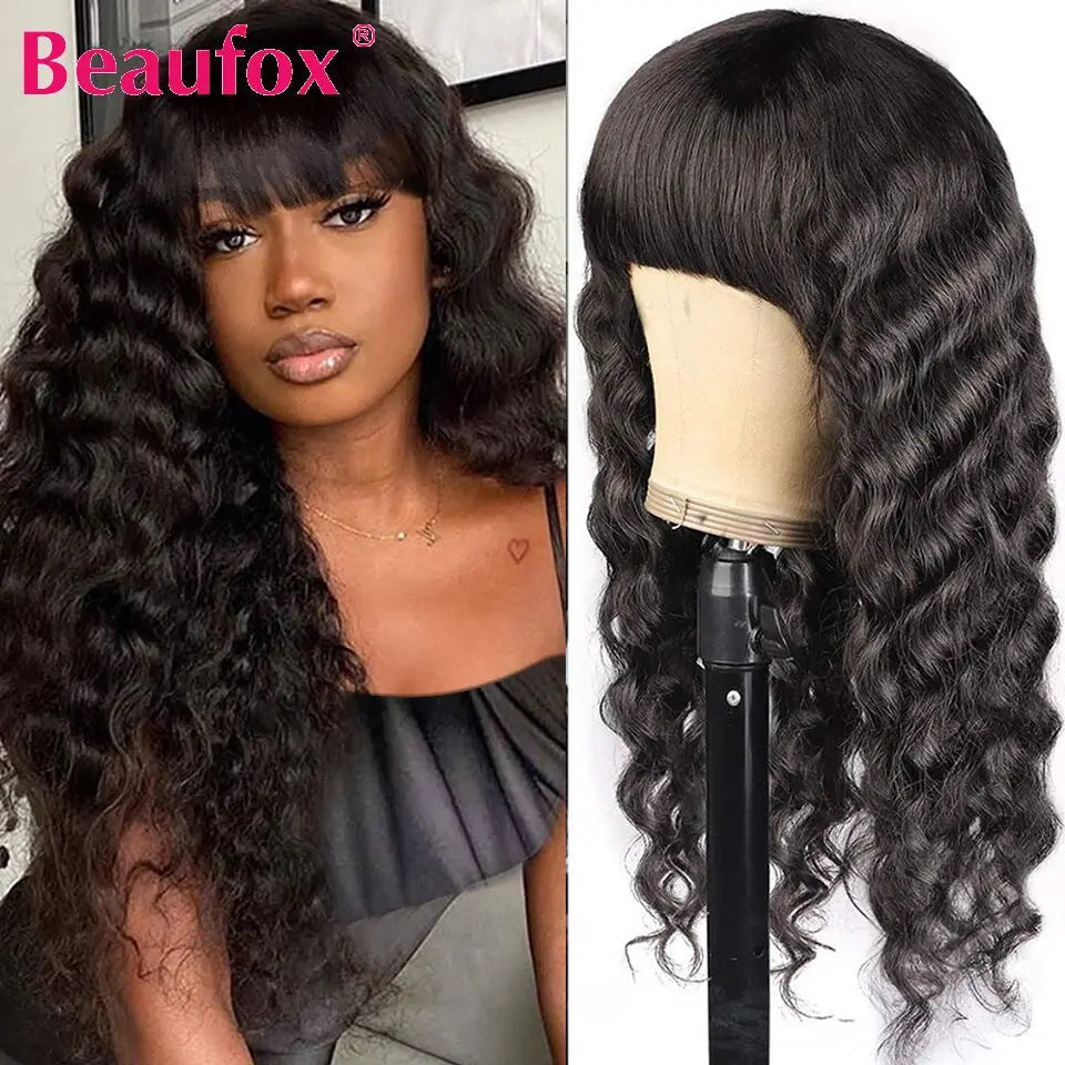 Beaufox Loose Deep Wave Wig Malaysian Human Hair Wigs