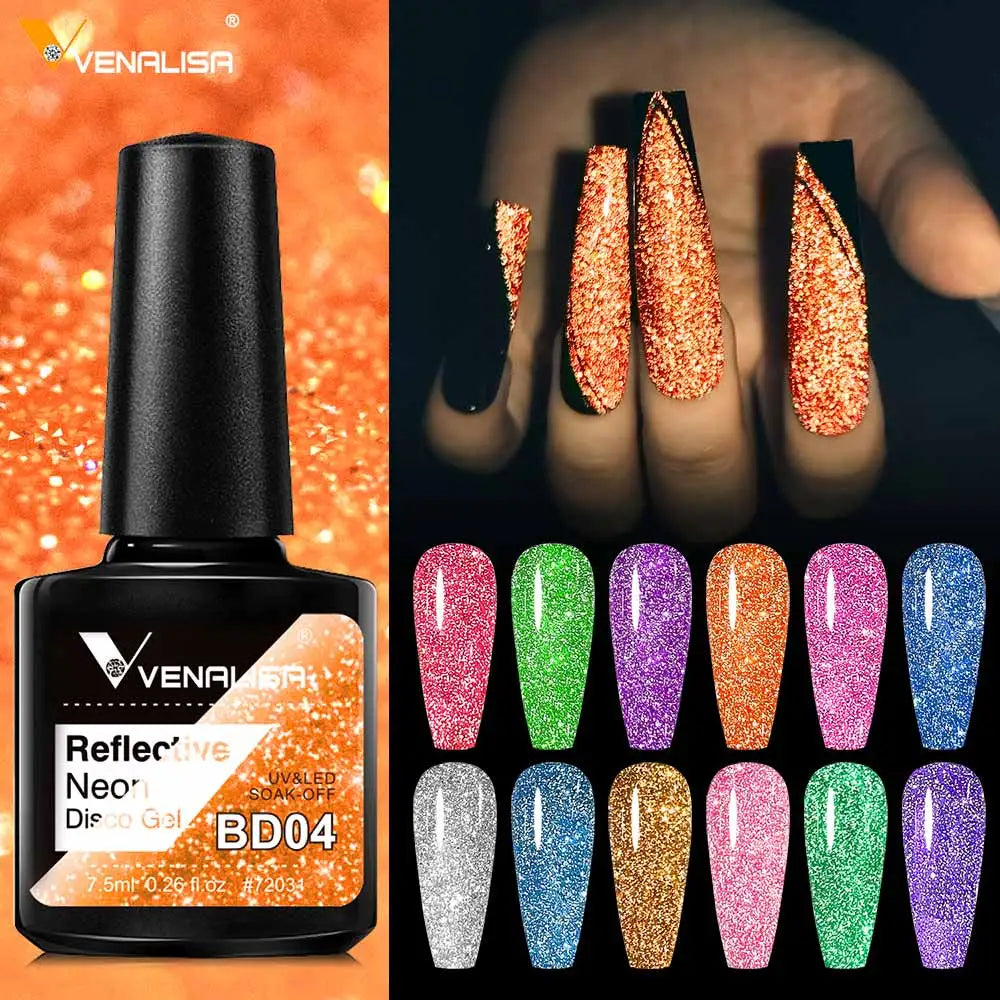 12pcs/kit Venalisa Reflective Glitter CANNI Gel Nail Polish