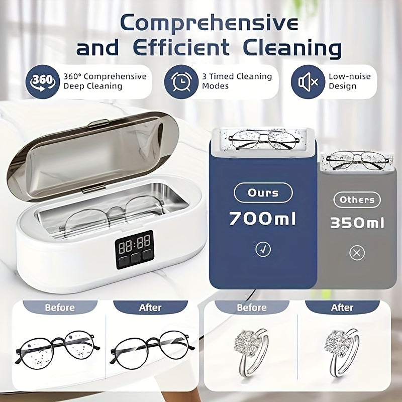 700ML Professional Ultrasonic Jewelry Cleaner Machine