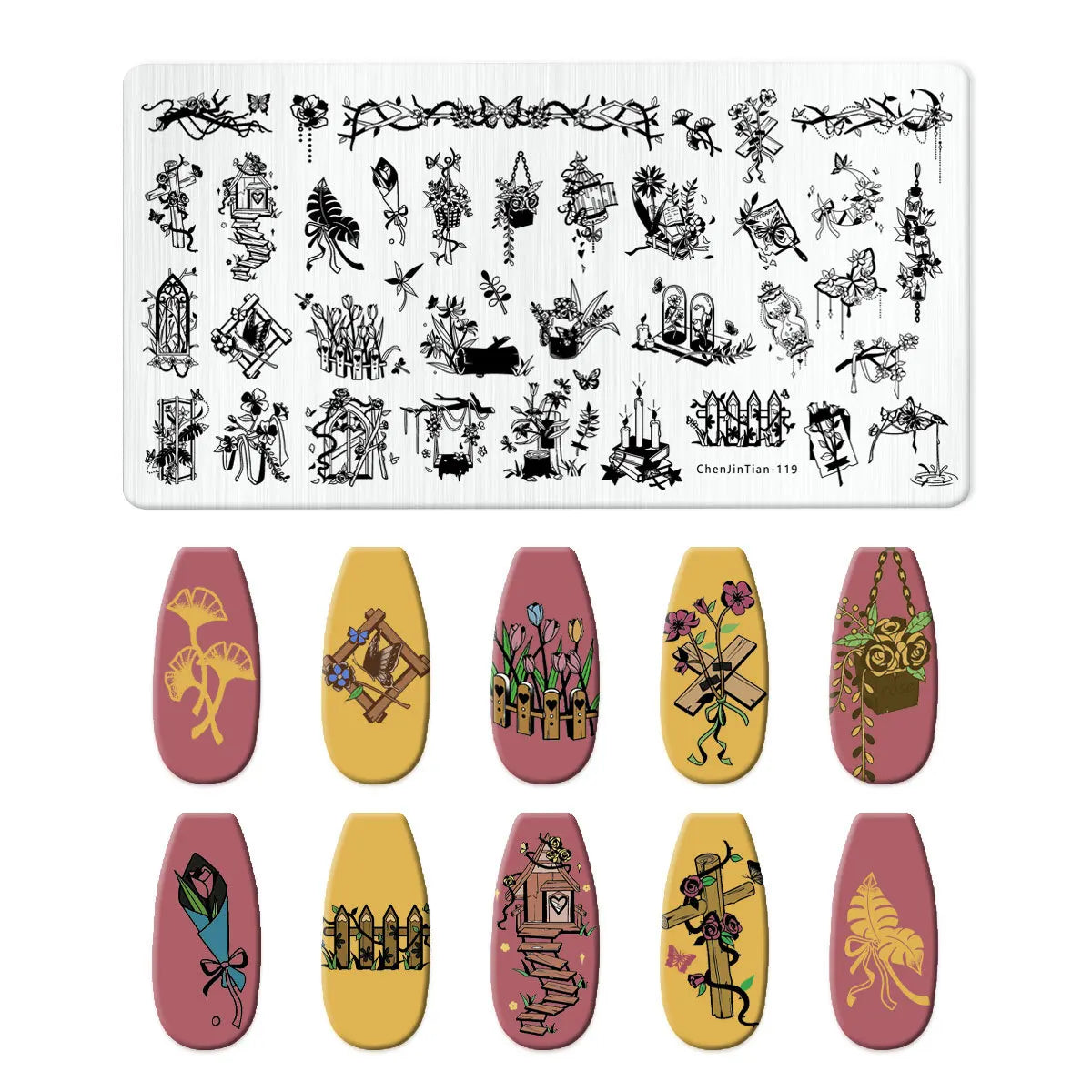 Flowers Nail Stamping Plates - Template Stencil