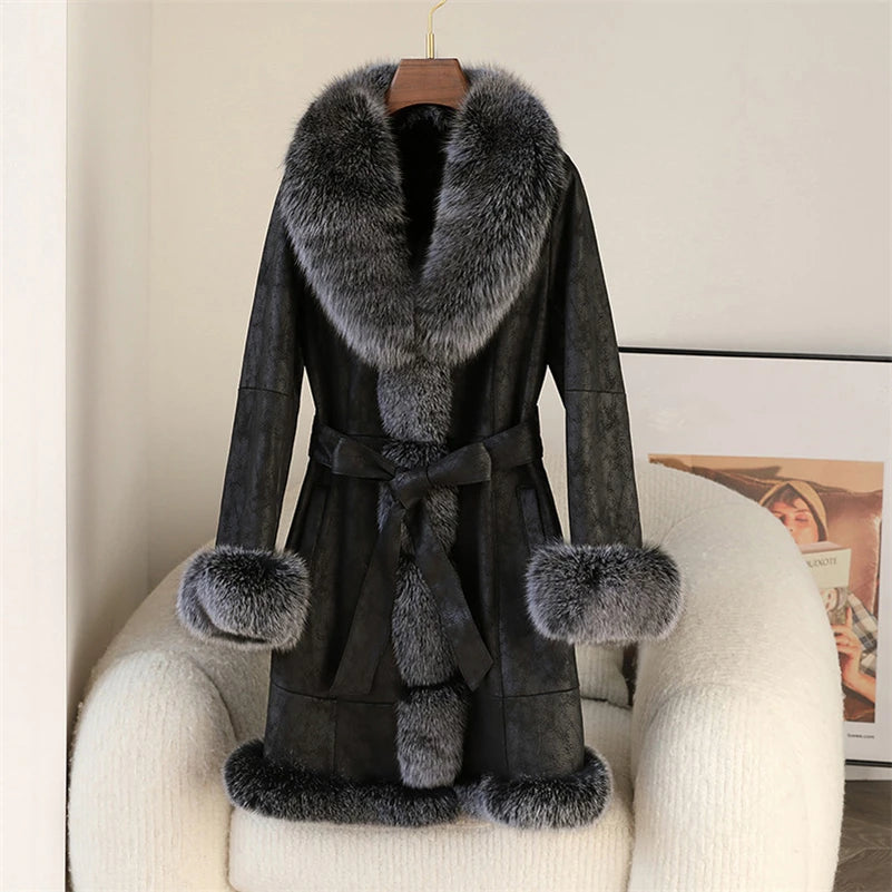 Aorice Winter Long Rabbit Fur Coat- CT275