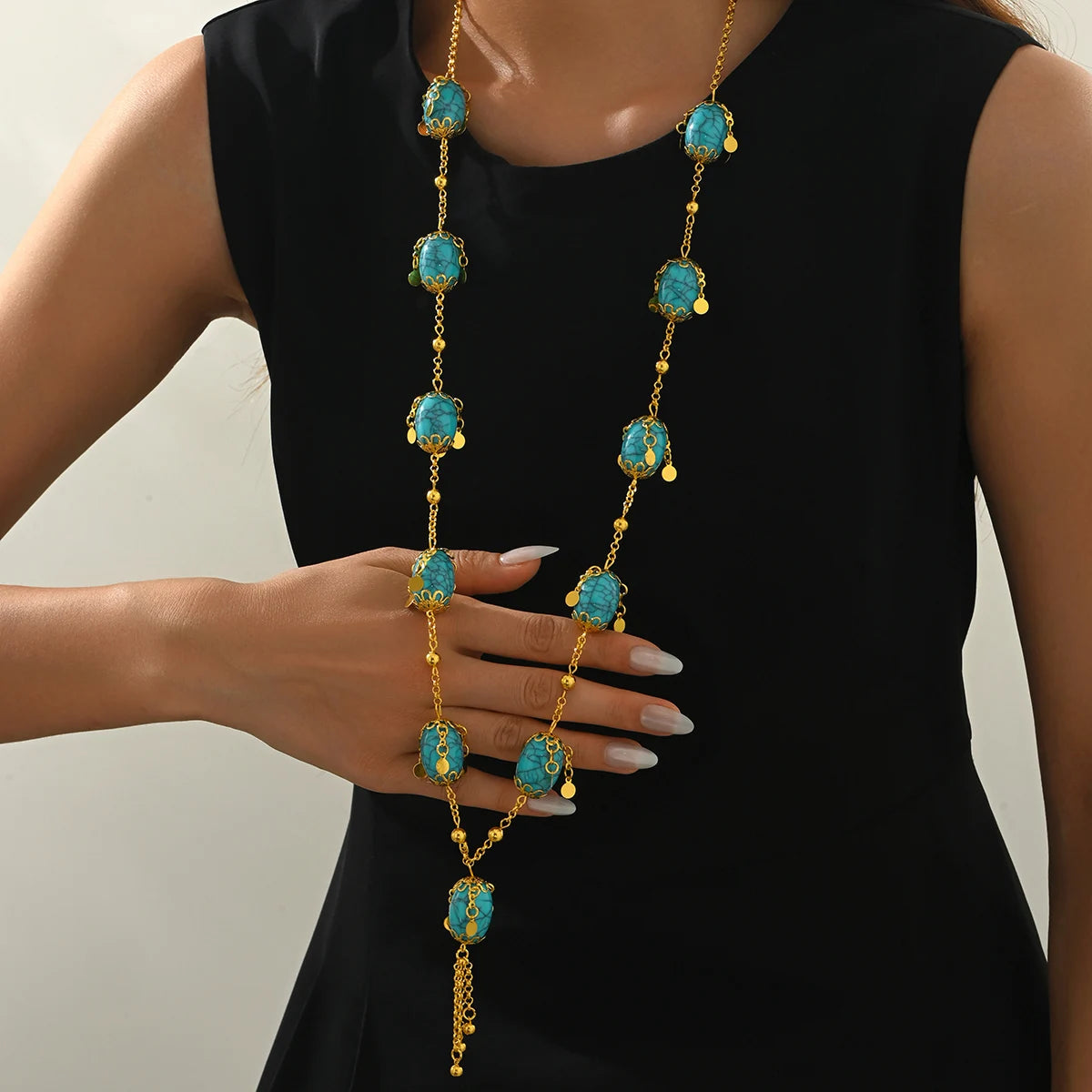 Blue Oval Pendant Necklace