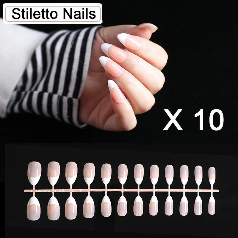 Nude Natural Pink Full Cover Short French Nails - feet and hands