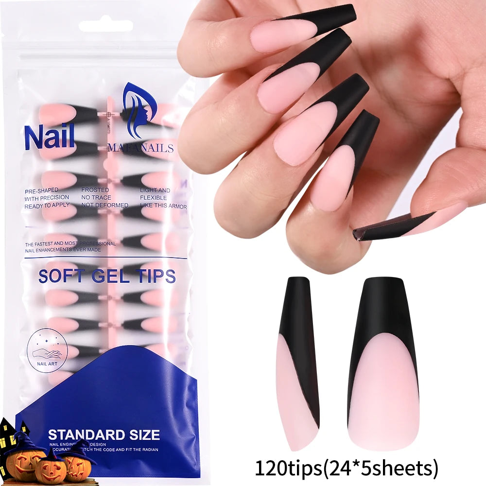 120PC Black French Gel Nail Tips