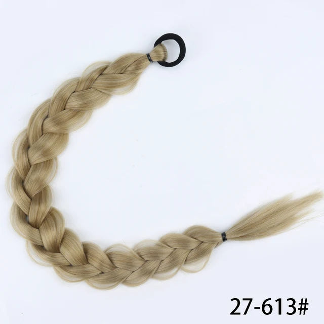 Synthetic Long Twist Braid Ponytail Extensions With Rubber Band - 24 Inch