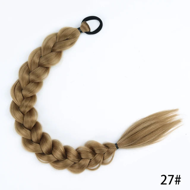 Synthetic Long Twist Braid Ponytail Extensions With Rubber Band - 24 Inch