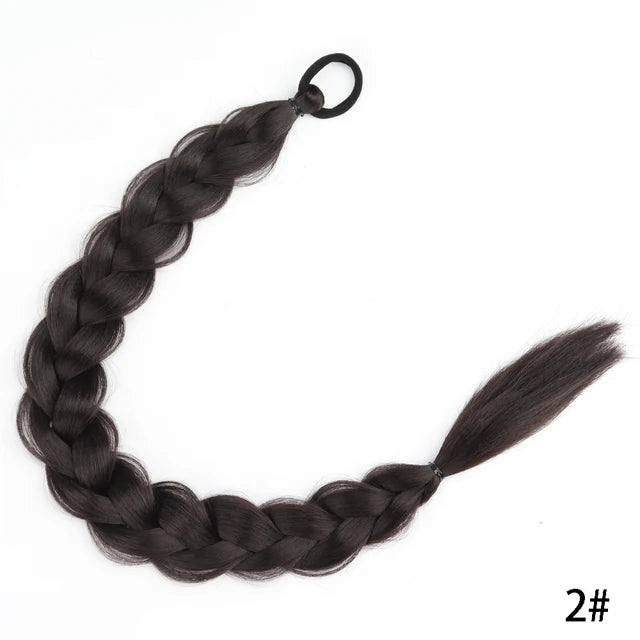 Synthetic Long Twist Braid Ponytail Extensions With Rubber Band - 24 Inch