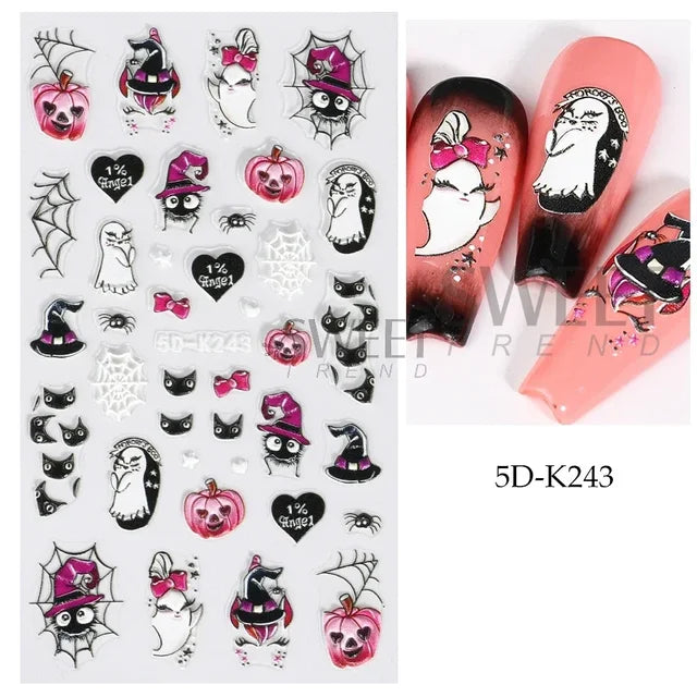 5D Gems Spider Embossed Nail Stickers