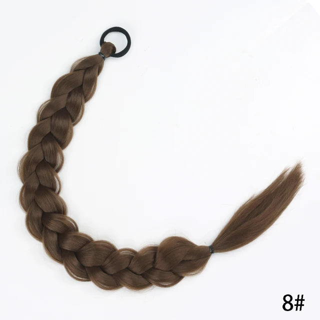 Synthetic Long Twist Braid Ponytail Extensions With Rubber Band - 24 Inch