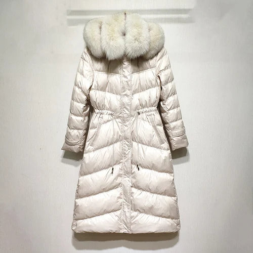 Long Duck Down Real Fox Fur Hooded Coat