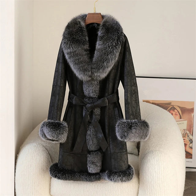 Aorice Winter Long Rabbit Fur Coat- CT275