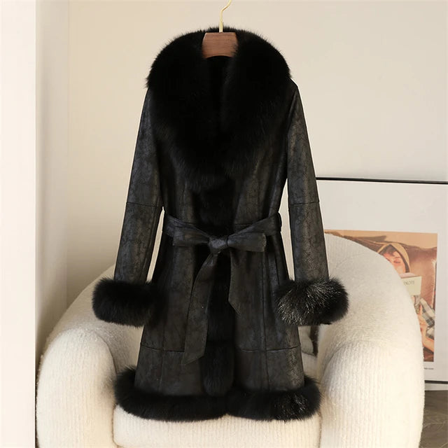 Aorice Winter Long Rabbit Fur Coat- CT275