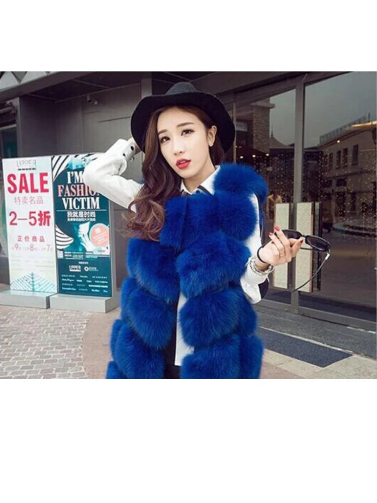 ZADORIN Luxury X- Long Faux Fox Fur Vest