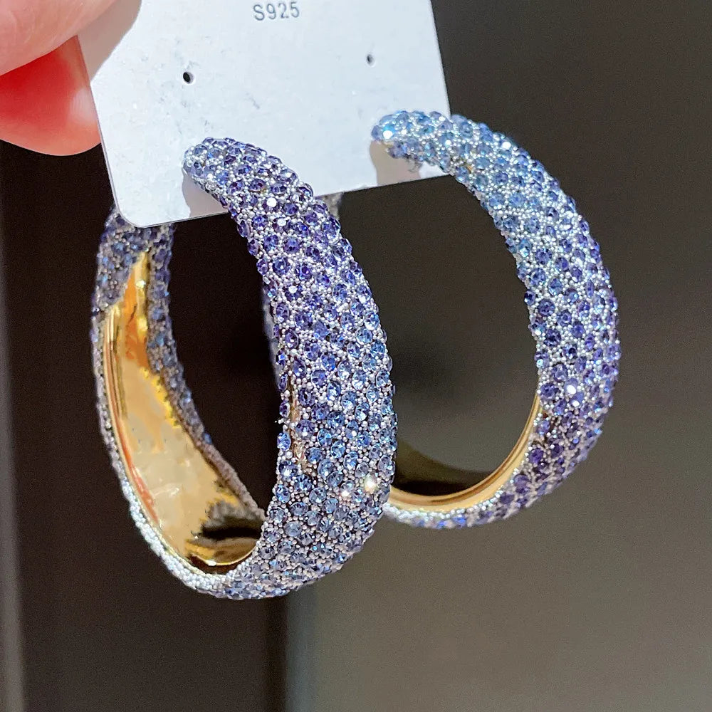Shiny Rhinestones Big Hoop Earrings