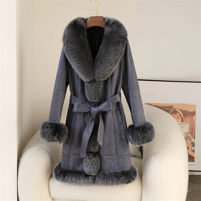 Aorice Winter Long Rabbit Fur Coat- CT275