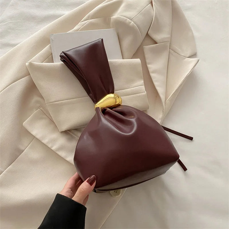 Soft Leather Pleated Mini Bucket Handbag - Your Beauty Matters