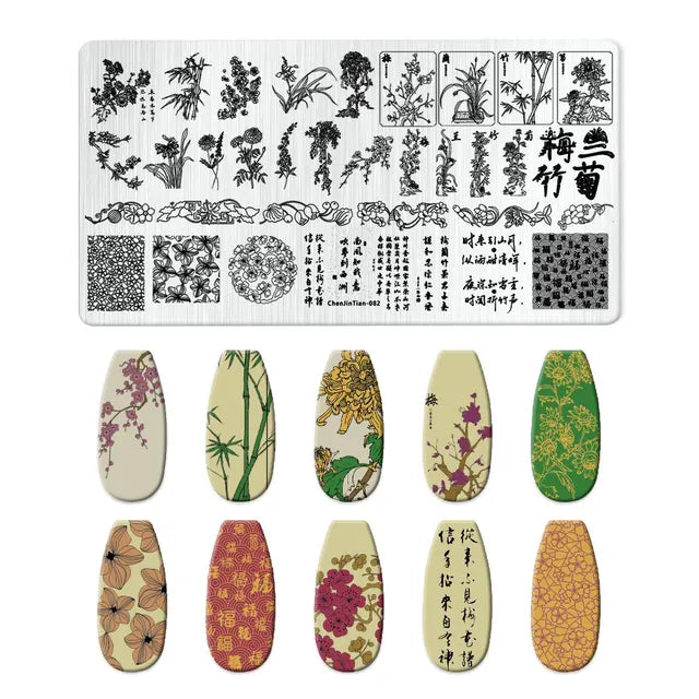 Flowers Nail Stamping Plates - Template Stencil