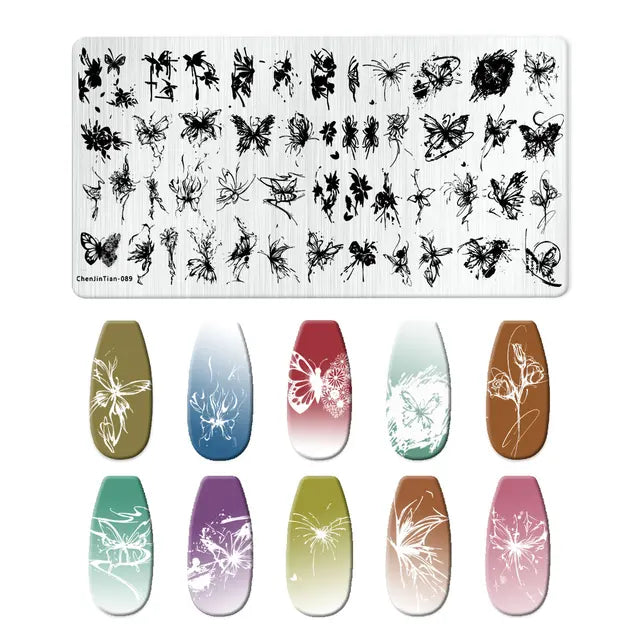 Flowers Nail Stamping Plates - Template Stencil