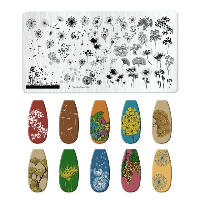 Flowers Nail Stamping Plates - Template Stencil