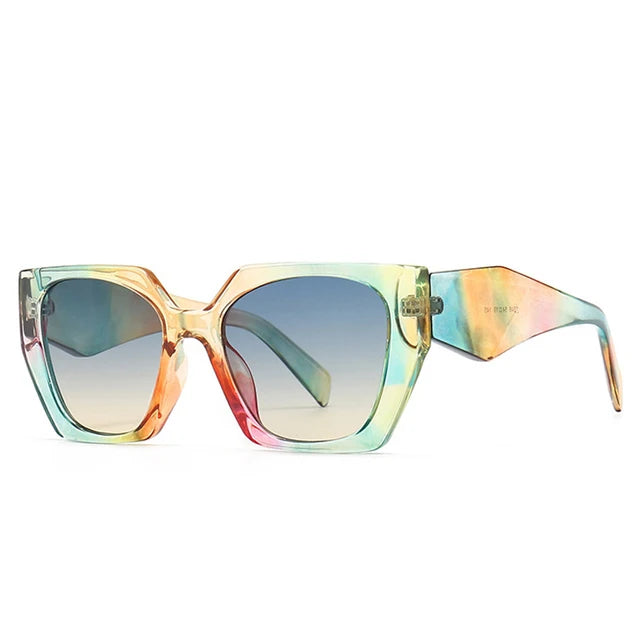 SO&EI Retro Polygon Cat Eye Colorful Sunglasses
