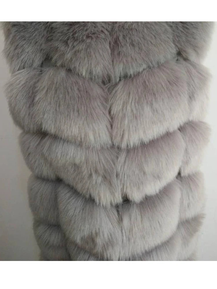 ZADORIN Luxury X- Long Faux Fox Fur Vest