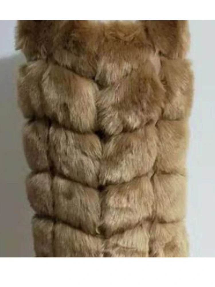 ZADORIN Luxury X- Long Faux Fox Fur Vest