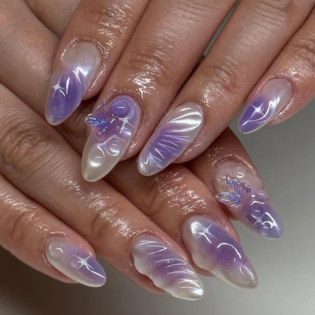 3D Shell Design Almond Shape False Nails