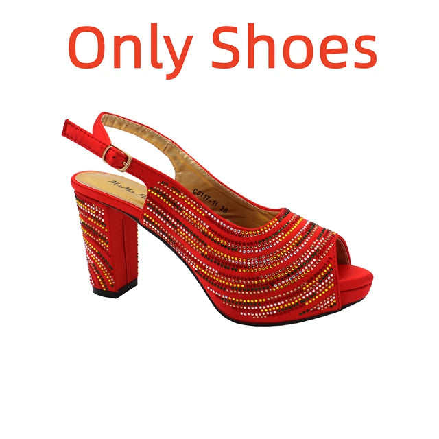 ICCLEK Orange African Designed Matching Shoes and Bag Set