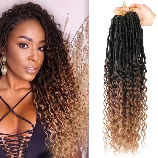 Goddess Locs Curly Ends Synthetic Faux Locs--Crochet Hair