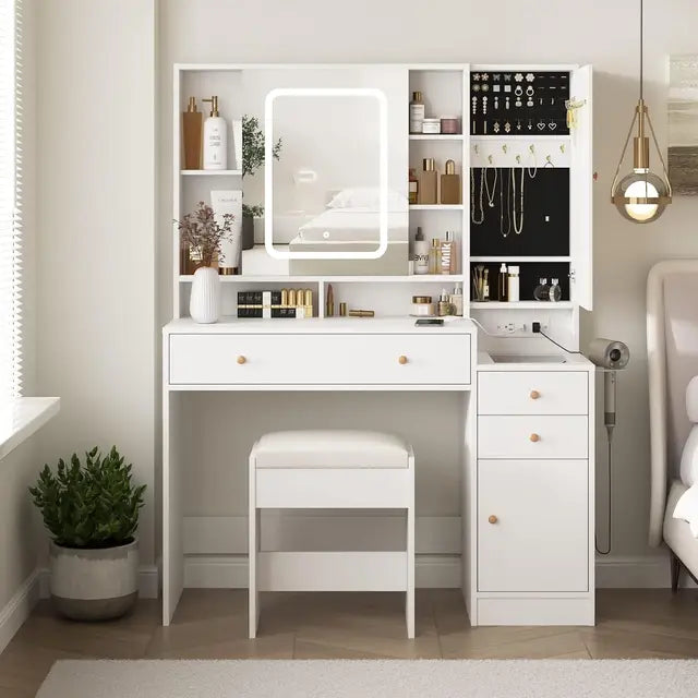 LISM Vanity Desk with Mirror with Lights