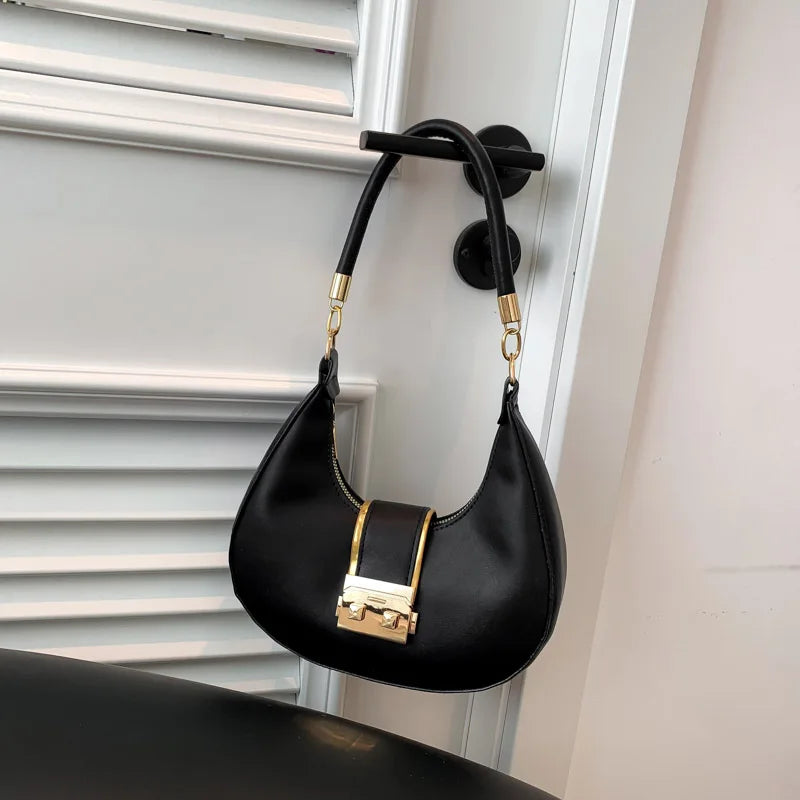 PU Solid Color Single Handbag