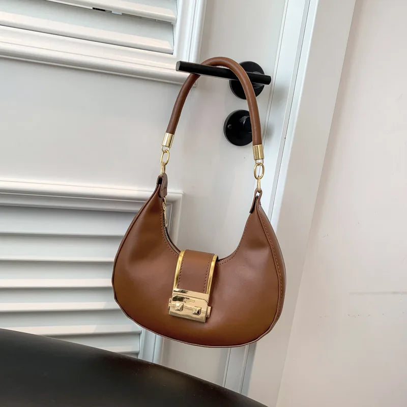 PU Solid Color Single Handbag