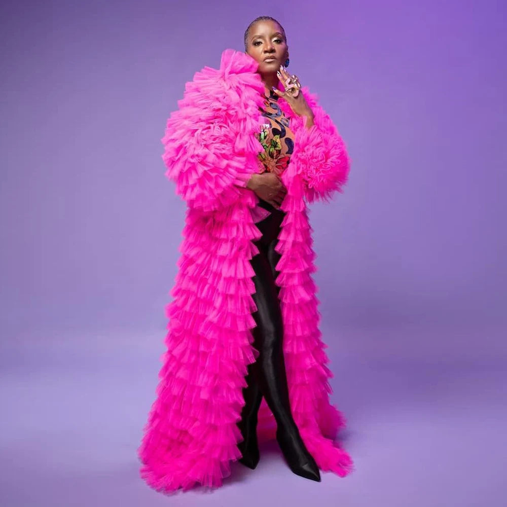 Tiered Tulle Long Jacket