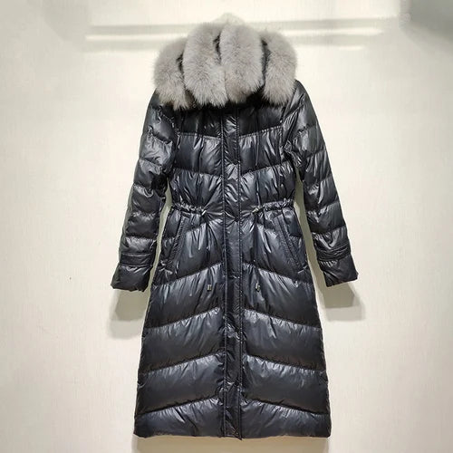 Long Duck Down Real Fox Fur Hooded Coat