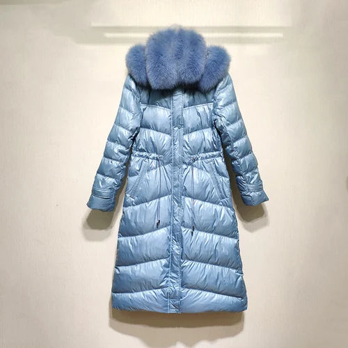 Long Duck Down Real Fox Fur Hooded Coat